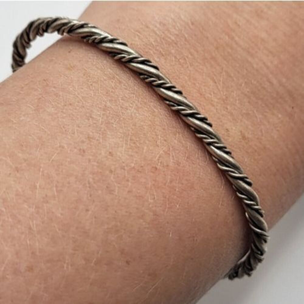 Twister Sterling Silver Bangle Bracelet 2.5in dia